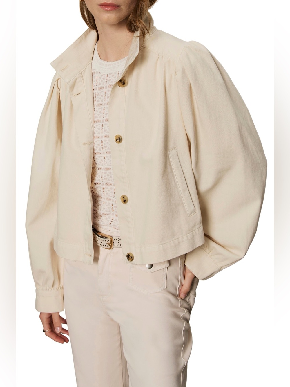 Sanctuary Cotton Twill Jacket in Collagen White (L)